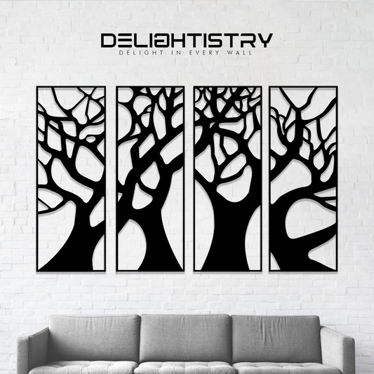 Elegant 4 Pieces Tree Wall Art